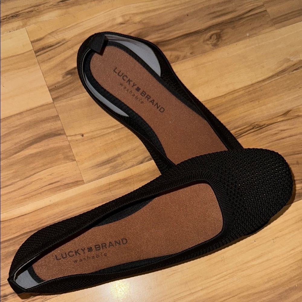 Lucky Brand Black Suede Flats Versatile Slip-On Loafers